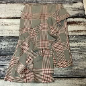 ASOS Asymmetrical Plaid Skirt - black - red & white NWOT